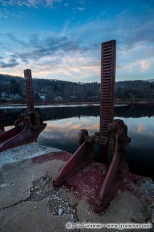 Dam gates at the old Collins Ax Factory, Collinsville, Canton, Connecticut
