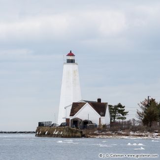 Lynde Point Lighthouse on Long Island Sound, Old Saybrook, Connecticut