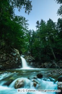 Twilight on McLaughlin Falls, Eddy Brook (north branch), Mendon, Vermont