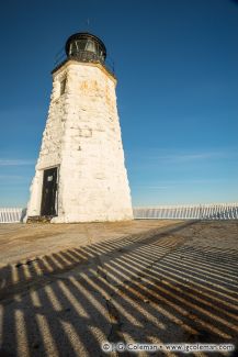Newport Harbor Lighthouse on Goat Island in Narraganset Bay, Newport, Rhode Island