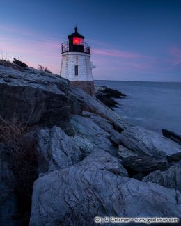 Castle Hill Lighthouse on Narraganset Bay, Newport, Rhode Island