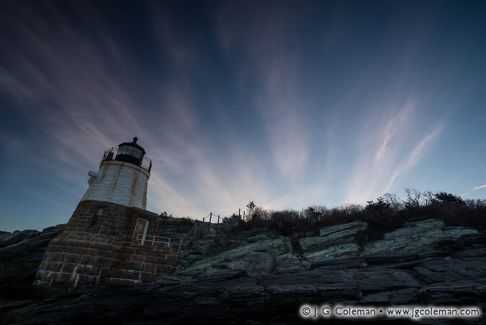 Castle Hill Lighthouse on Narraganset Bay, Newport, Rhode Island