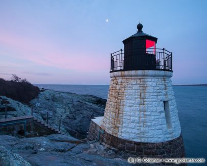 Castle Hill Lighthouse on Narraganset Bay, Newport, Rhode Island