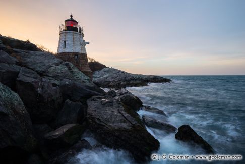 Castle Hill Lighthouse on Narraganset Bay, Newport, Rhode Island