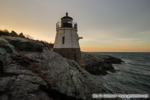 Castle Hill Lighthouse on Narraganset Bay, Newport, Rhode Island