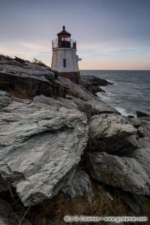 Castle Hill Lighthouse on Narraganset Bay, Newport, Rhode Island