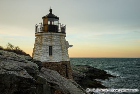 Castle Hill Lighthouse on Narraganset Bay, Newport, Rhode Island