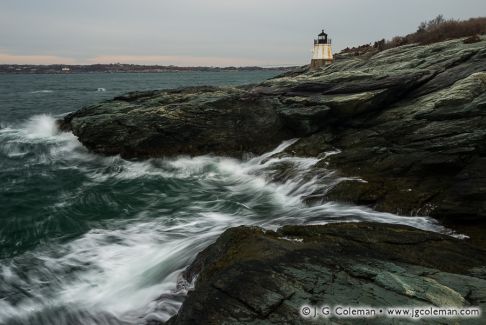 Castle Hill Lighthouse on Narraganset Bay, Newport, Rhode Island