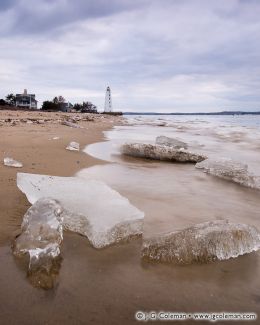Lynde Point Lighthouse on Long Island Sound, Old Saybrook, Connecticut