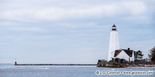 Lynde Point Lighthouse on Long Island Sound, Old Saybrook, Connecticut