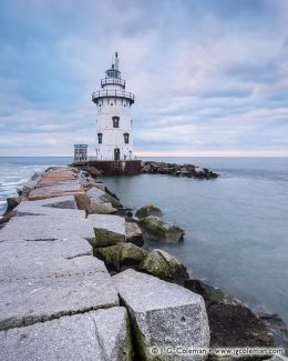 Saybrook Breakwater Lighthouse off Lynde Point, Old Saybrook, Connecticut